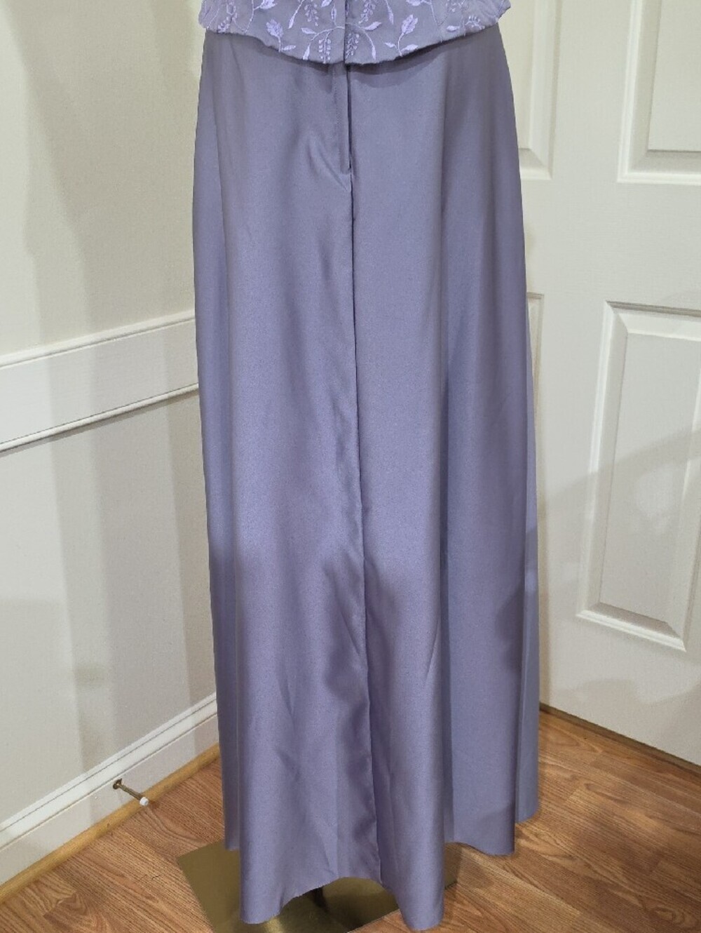 Mori Lee Two Piece Evening Gown-Lavender Satin Size 15/16 Fits Modern Size 10/12 - Picture 8 of 15